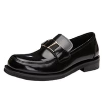 Genuine Leather Loafers For Men Square Toe Black Leather Casual Shoes Handmade