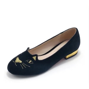 Round Toe Embroidered Espadrille Women Casual Slip On Low Heels Shoes Plus Size 2 Colors Velvet Cat Shoes Women