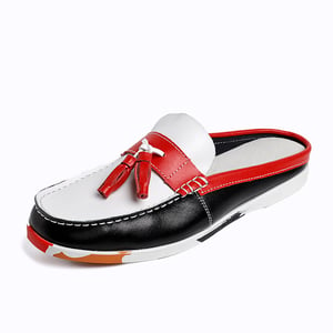 Mens Casual PU Leather Classic Boat Shoes Loafers Shoes Handmade Shoes High Quality Half Slipper Flats Lazy Shoes Muller Shoes