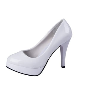 2022 High Heels Shoes Women White Wedding Shoes Thick 10 CM Heels Fashion Party Pumps Footwear Black Red Round